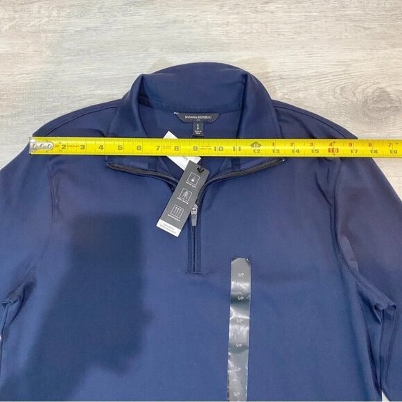 Banana Republic NWT Preppy 1/4 Zip Navy Performance Long Sleeve Shirt Size S - Picture 12 of 13